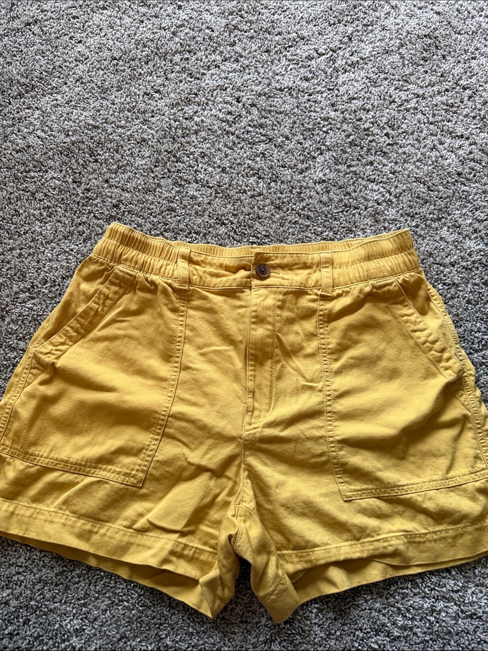 GAP Bright Yellow High-Rise Bermuda Shorts with Patch Pockets